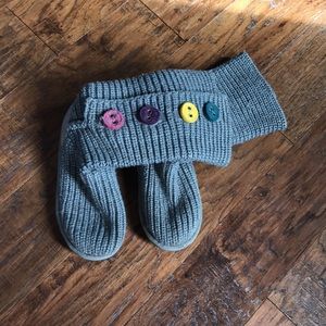 UGG Girls Gray Sweater Boots w/multicolored button